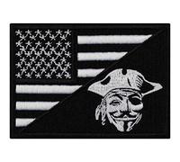 Parches ropa termoadhesivos de la bandera de Estados Unidos con un pirata, parche de Biker Rocker. aplicación de bricolaje para chalecos, jeans y bolsas. Tamaño: 90x65 mm