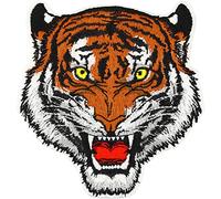 Parches ropa termoadhesivos de tigre indio rugiente | Parche de tigre de Bengala "Save the Tiger" para conciencia ambiental | Obra de arte bordada como emblema para planchar 100x95 mm