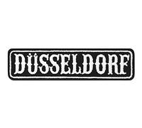 Parches ropa termoadhesivos DÜSSELDORF: Emblema del club de motociclistas de Düsseldorf, para planchar. Insignia del club de motocicletas parche con nombre. Tamaño: 100x25 mm