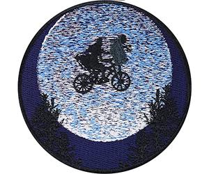 Parches ropa termoadhesivos: "E.T. en bicicleta" El extraterrestre, OVNI Alien. Aplicación para planchar Pegatina de extraterrestres bordada, 80x80mm