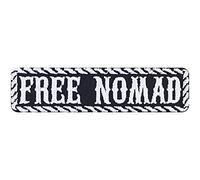 Parches ropa termoadhesivos: "FREE NOMAD" Patch Nomads Iron-on Patch Biker Iron-On Motorcycle Gift Application for Jacket/Vest/Jeans/Bike Case | 100x25mm