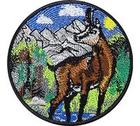 Parches ropa termoadhesivos Gamuza en la montaña con Patch de gamuza | Parches de caza para cazadores, Insignia de caza | Aplique de parche bordado termoadhesivo | 80x80mm
