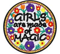 Parches ropa termoadhesivos "Girls are made of magic" | Parche para coser/planchar | Hippie con bordado, regalo de feminismo | Aplicación para todo tipo de telas | 70x70mm