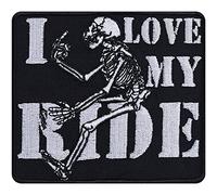 Parches ropa termoadhesivos: "I love my ride" Parche de motociclista con calavera. Aplicación para coser o planchar, para motociclistas. aplicación chaqueta/chaleco/jeans, 90x80mm