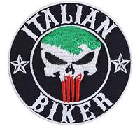 Parches ropa termoadhesivos "Italian Biker" / Patch Banger/Bandera Italiana | Parche Jeans Regalo Motociclista Aplicación para Accesorios de Moto/Barcos/Funda de Moto | 90x90mm