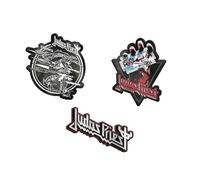 Parches ropa Termoadhesivos Judas Priest - SET de 3 Pegatinas para la ropa - Accesorio mochila militar, mochila crossfit, disfraz rockero - Judas Priest Merchandising oficial