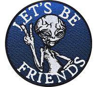 Parches ropa Termoadhesivos: "Let's be friends" Patch Mano de Paz/Victoria, Aplicación de para planchar. Pegatinas de extraterrestres. 90x90mm