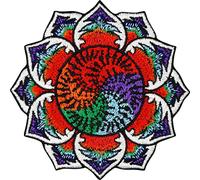 Parches ropa termoadhesivos "LOTUS Blume Mandala" obra de arte bordada | Pegatinas de loto para coser o planchar | Yoga Emblem, Flicken para jeans en todo tipo de telas | 80x80mm