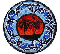 Parches ropa termoadhesivos "Lotus Mandala" bordado | Pegatinas de Yoga para coser o planchar | Feng Shui con imagen de palmeras al atardecer, de flor de loto | 80x80mm