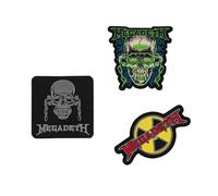 Parches ropa Termoadhesivos Megadeth - SET de 3 Pegatinas para la ropa - Accesorio mochila militar, mochila crossfit, disfraz rockero - Iron Maiden Merchandising oficial