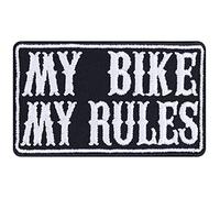 Parches ropa termoadhesivos: MOTERO "My Bike, my rules" Plancha Parche Cuadro | Regalo para Moto Aplicación para Chaqueta/Chaleco/Jeans/Motocicleta Funda | 75x45mm