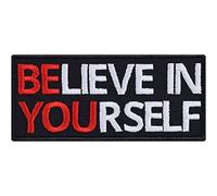 Parches ropa termoadhesivos motivador "BELIEVE IN YOURSELF - BE YOU" - Parche con bordado para motivación - Aplicación para planchar, imagen inspiradora - 90x40 mm
