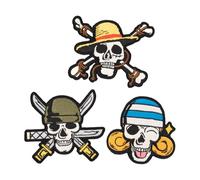 Parches ropa Termoadhesivos One Piece- SET de 3 Pegatinas para la ropa - Accesorio mochila militar, mochila crossfit, disfraz pirata anime - Merchandising oficial