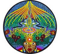 Parches ropa termoadhesivos "OPEN MIND" premium bordado | Patch psicodélico del mundo, Applikation para festivales para coser | 80x80mm