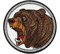 Parches ropa termoadhesivos "Oso Grizzly" | Aplicación de vida silvestre para la conservación ambiental | Parche de oso rugiente con mensaje "Save The Planet" Para planchar 65x65 mm