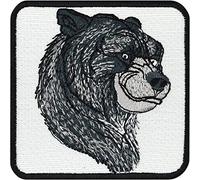Parches ropa termoadhesivos "OSO Pardo" | Emblema de vida silvestre en Canadá | Arte de conservación de especies | Adhesivo ecológico para aplicar en jeans | 70x70mm