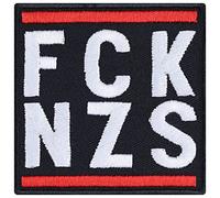 Parches ropa termoadhesivos: Parche contra los nazis con la inscripción "FCK NZS" para planchar. Sticker antirracista, aplicación de bricolaje para todo tipo de telas. 60x60 mm
