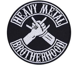 Parches ropa termoadhesivos - Parche de Heavy Metal "Heavy Metal brotherhood" | Parche Biker para jeans, chalecos y prendas outdoor | Para planchar | 90x90mm