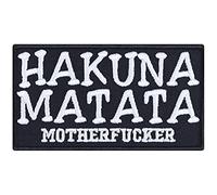 Parches ropa termoadhesivos: Parche "HAKUNA MATATA, Motherfucker" (Rey León) para planchar. Pegatina para motociclistas. Aplicación para chaqueta, chaleco, jeans, 90x50mm