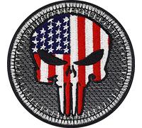 Parches ropa termoadhesivos "Parche Punisher para motociclistas estadounidenses" | Para planchar en chalecos de motociclista | Accesorio con la bandera de Estados Unidos | 75x75mm