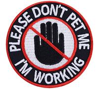Parches ropa termoadhesivos: "Please don't pet me - I'm working" Parche para perros guía y de servicio, ideal para planchar en la correa, arnés o pañuelo. Tamaño: 75x75 mm