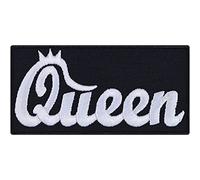 Parches ropa termoadhesivos: "QUEEN" para mujeres, divertido y para planchar. Insignia de Qeen, reparación de jeans, aplicación para todo tipo de telas. Tamaño: 90x45 mm