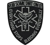 Parches ropa termoadhesivos "Rub some dirt on it, everything stops bleeding eventually" Emblema militar con calavera | Pegatina para coser o planchar | Parche para soldados | 60x75mm