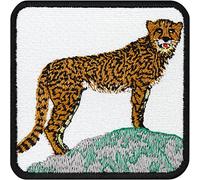 Parches ropa termoadhesivos "Salva la Tierra" | Guepardo en África, parche infantil para planchar | Protección de especies y medio ambiente | Insignia de conservación | 75x75mm