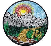 Parches ropa termoadhesivos Save the Earth Montañas y paisaje - Pegatina resistente con bordado para planchar - Para amantes del montañismo y actividades al aire libre - 80x80 mm