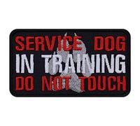Parches ropa termoadhesivos: "Service dog in training" Parche para perros de servicio con bordado, ideal para dueños de perros. Aplicación para correa/pañuelo. Tamaño: 90x50 mm
