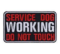 Parches ropa termoadhesivos: "Service dog working - Do not touch" Parche para perros guía y de servicio, ideal para coser en la correa o el arnés. Tamaño: 85x50 mm