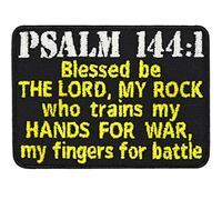 Parches ropa termoadhesivos Tactical Morale Patch: "Blessed be the lord, who trains my hands for war" Emblema de la Bundeswehr para planchar con cita bíblica del Salmo | 70x50mm