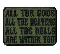 Parches ropa termoadhesivos "Tactical Morale Patch bordado: "All the gods, all the heavens, all the hells are within you'" Emblema militar para planchar | 70x50mm