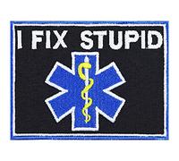 Parches ropa termoadhesivos "Tactical Morale Patch: "I fix stupid" Divertido bordado para enfermeras y médicos | Sticker militar para aplicar en todo tipo de telas y uniformes 80x80mm