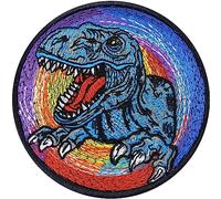 Parches ropa termoadhesivos "TYRANNOSAURUS REX" | Dinosaurio T-Rex | insignias arcoíris, parche para planchar en disfraces | Regalo infantil, aplicación para juguetes Jurassic 80x80mm