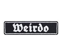 Parches ropa termoadhesivos: "WEIRDO" Parche para planchar, con divertido influencer loco. Regalo para el mejor amigo. Aplicación para todo tipo de telas. Tamaño: 100x25 mm