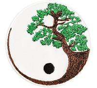 Parches ropa termoadhesivos "YIN YANG Árbol de la Vida" bordados | Patch zen budista Yin Yang para equilibrio natural | Yoga Pegatina para todas las telas | 80x80mm