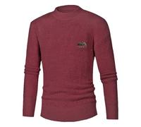 Parches Suéteres de visón para hombre, cuello y fondo cálido, suéter de punto con letras impresas Chaqueta Elegante Invierno, Vino, XL