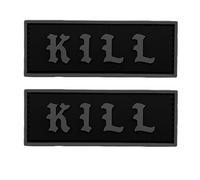 Parches tácticos de moral de Kill, insignias rectangulares de PVC 3D con gancho trasero, 10 cm x 3,8 cm, apliques adhesivos para brazaletes para mochilas (fondo negro gris)