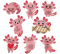 Parches Termoadhesivos Bordados - Apliques De Rayas Para Reparación, Diseño De Marca De Costura, Lindos Parches Termoadhesivos De Ajolote (8 Piezas), Parches Bordados Con Diseño De Rayas Para Coser,