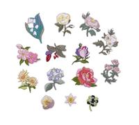 Parches Termoadhesivos de Flores,14 PCS Floral Parches Ropa Termoadhesivos,Parche Bordados,Parche para Coser Ropa DIY para Ropas,Jeans,Bolsos,Sombreros