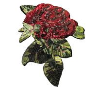 Parches Termoadhesivos Parche de flor rosa 22CM x 18CM, pegatina lentejuelas, parches for coser for ropa, apliques bordados, accesorios DIY(Left Side)