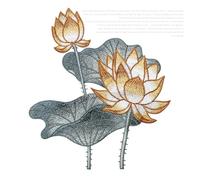 Parches Termoadhesivos Parches bordados de flor loto 24CM for ropa DIY coser en florales apliques for vestido(C)