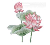 Parches Termoadhesivos Parches bordados de flor loto 24CM for ropa DIY coser en florales apliques for vestido(B)
