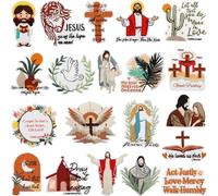 Parches termoadhesivos religiosos de Jesús, bonitos apliques bordados vintage cristianos, parches bordados de cruz y escritura para coser en ropa, sombreros, chaquetas, mochilas, juego de 21 piezas