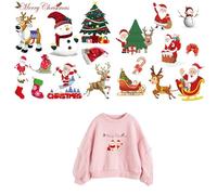 Parches termoadhesivos serie de Navidad, 4 hojas, 18 unidades, parches de transferencia de calor para ropa, jeans, decoración de bolsas