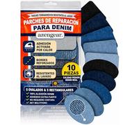 Parches Termoadhesivos para Vaqueros (10 Unidades) - Parches de Tela Vaquera 100% Algodón Resistentes al Lavado con Adhesivo Térmico Ultra Fuerte, 5 Óvalos + 5 Rectángulos