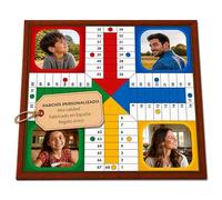 Parchís Personalizado con Fotos | Tablero de Madera de 4 a 6 Jugadores | Incluye fichas y dados | Impresión Nítida y Fácil de personalizar 40x40 | Regalo para toda la familia Navidad y cumpleaños