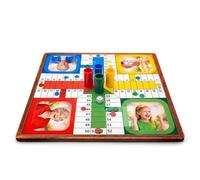 Parchís Personalizado con Fotos | Tablero Parchís de Madera | Juego de Mesa Personalizado con Caras 4 y 6 Jugadores | Incluye Fichas y Dados | Regalo Original para Familia Pareja y Amigos 39.5 x 39.5