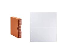 Pardo 134006 Album para colección billetes universales, color marrón + 134200 Pack 10 fundas billetes universales, 2 departamentos